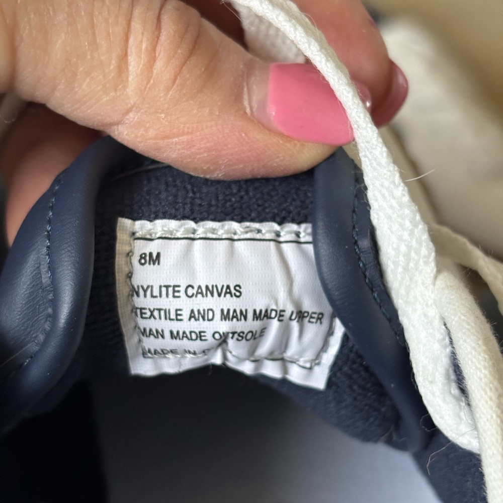 Tretorn White Canvas Sneakers with Navy Accent and Gum Sole - Picture 3 of 3